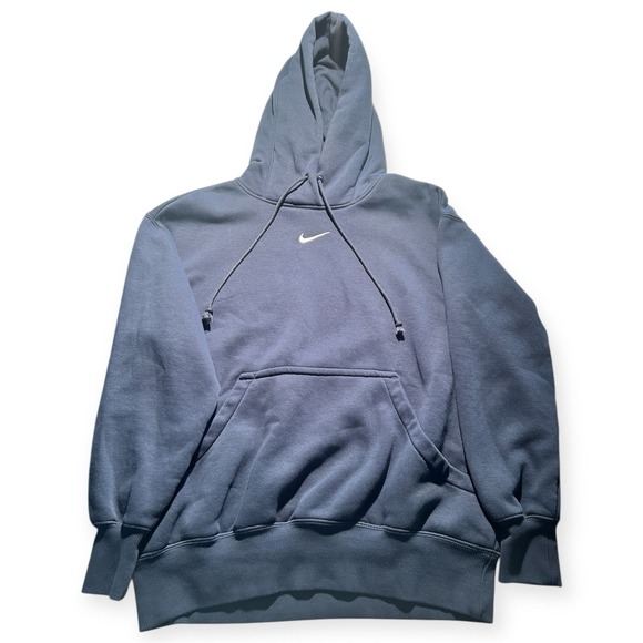 Nike Tops - Nike Center Swoosh Phoenix Fleece Oversized Pullover Hoodie Womens Navy Size XS